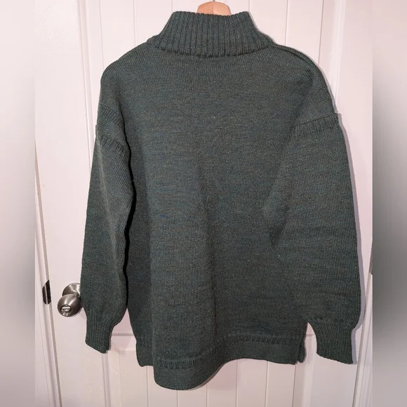 Vintage Peregrine Quarter Zip Wool Knit Sweater Men's Medium Heathered Green